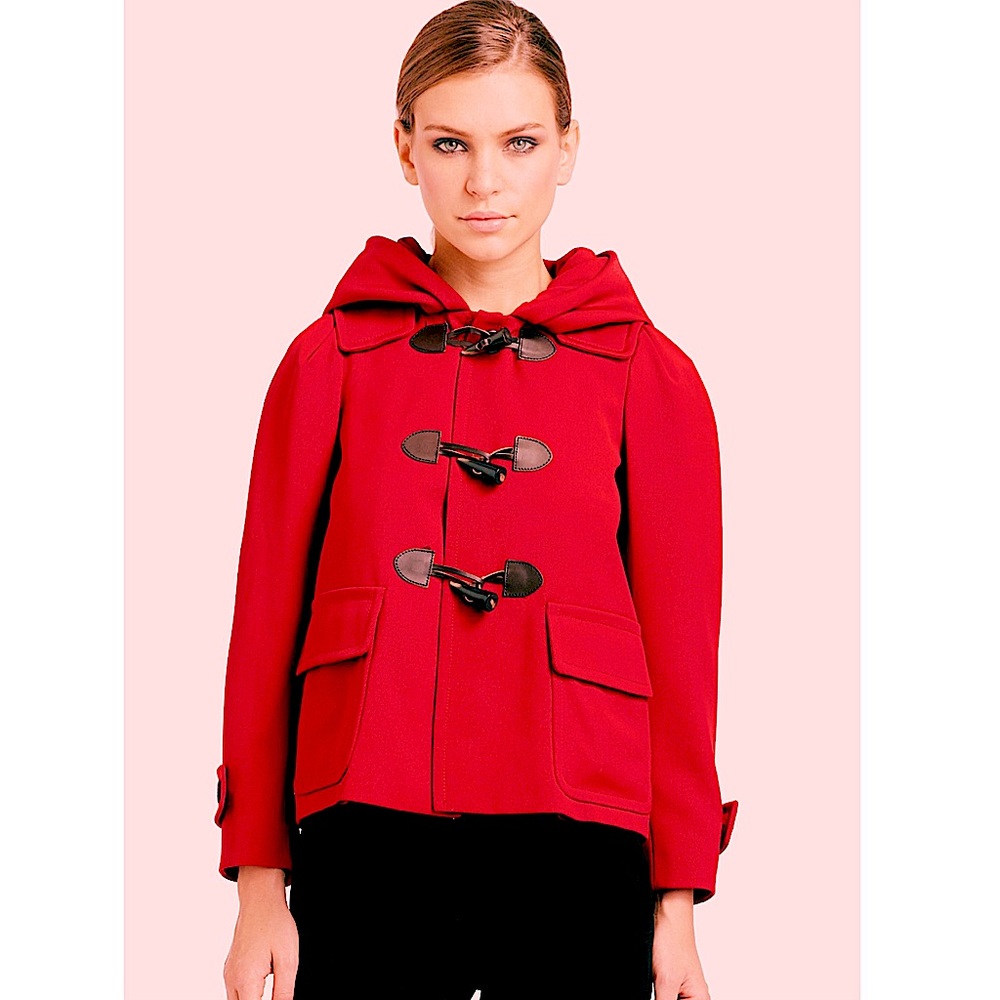 MOSCHINO - Fuchsia Lined Hooded Duffle Coat, M - Picture 2 of 6